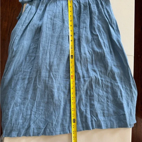 100% Linen Grae Cove Light Blue Wrap Dress - Picture 8 of 12